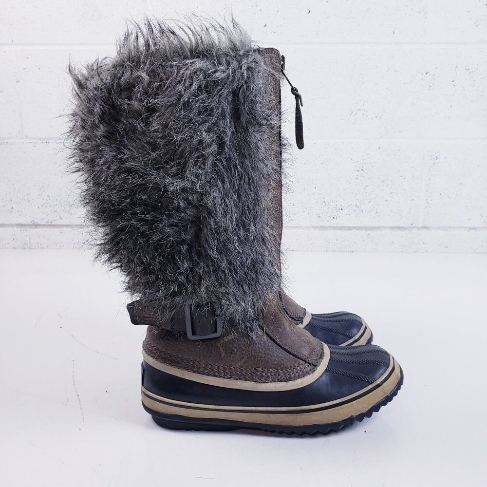 Sorel Women's Tall Faux Fur Front‎ Zip Waterproof Winter Boots Size 7
